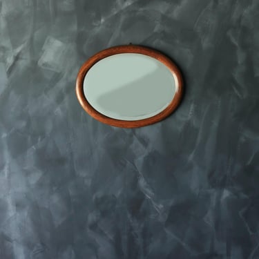 Antique Oak wood Oval mirror 