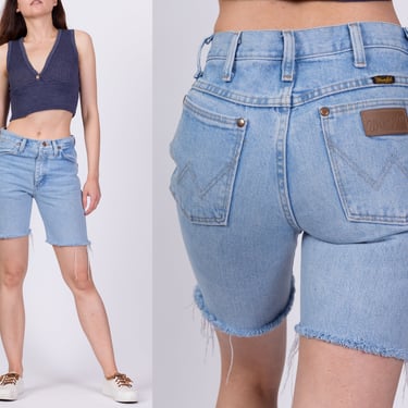 90s Wrangler Cutoff Jean Shorts - Extra Small | Vintage Light Wash Cotton Denim Bermuda Shorts 