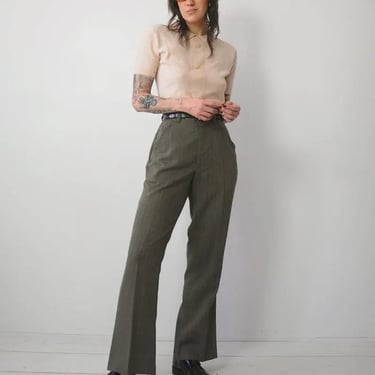 1970's Green Flared Trousers 34x31.5