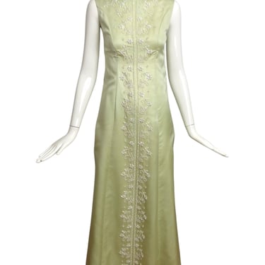 BIANCHI- 1972 Green Beaded Siilk Gown, Size 2