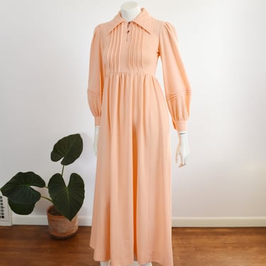 1970s Handmade Peach Maxi Dress - XXS 