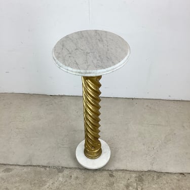 Antique Giltwood and Marble Display Pedestal 