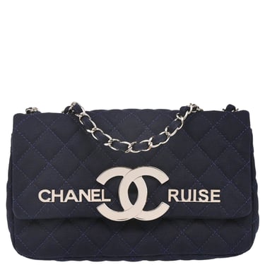 Chanel 2008-2009 Navy Cotton Cruise Line Shoulder Bag