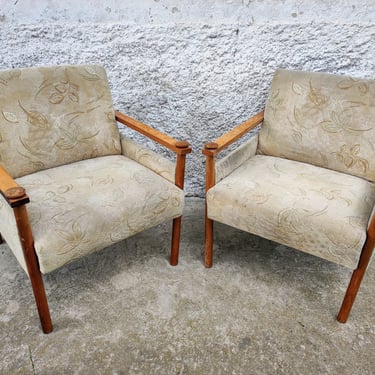 1 of 2 Vintage Coctail Armchairs/ Lounge Armchair/Mid Century Pair of Lounge Cocktail Armchairs / Vintage Upholstered Textile Armchairs/80s 