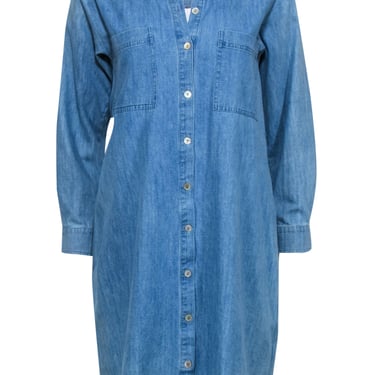 Eileen Fisher - Chambray Button-Up Long Sleeve Shirtdress Sz S