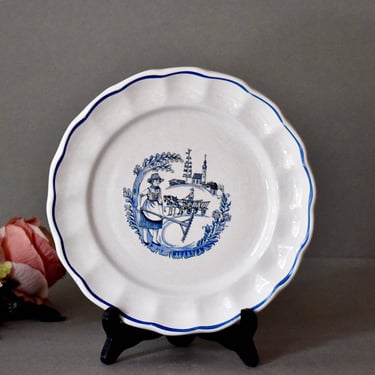 Vintage Porcelain Plate Home Decor Vintage Wall Decor Collectable Plate Blue Porcelain 