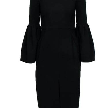 Jill Stuart - Black Bell Sleeve Front Slit Sheath Dress Sz 4