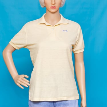 Vintage 1980s light yellow Le Tigre Polo Shirt | Medium | 10 