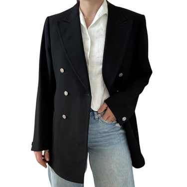 Vintage Seeger Black Wool Double Breasted Sport Coat Blazer Sz 40 