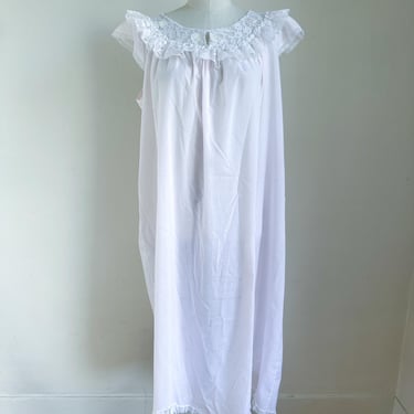 Vintage 1950s Pink Ribbon Lace Nightgown / L 
