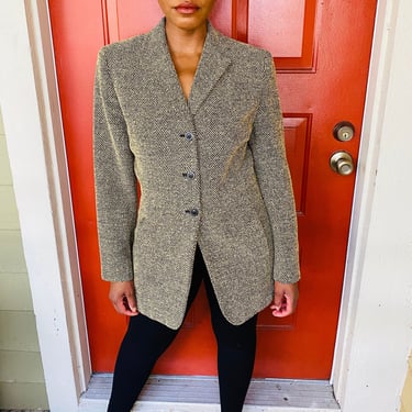 90s Rena Rowan Beige Chevron Pea Coat 90s Vintage Preppy Chevron Peacoat 