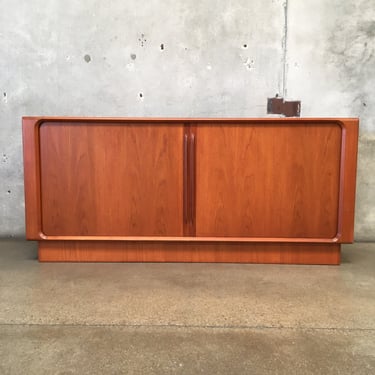 Vintage Teak Credenza with Tambour Doors by Bernhard Pedersen Made In Denmark