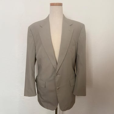 1990s Tan Cotton Summer Weight Sport Coat by Haspel | 90s Vintage Khaki Two Button Blazer (45 Chest) 