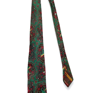 Vintage 1930s Silk Necktie ~ Brocade ~ Art Deco / Rockabilly / Swing ~ Neck Tie / Cravat ~ Embroidered / Foulard 