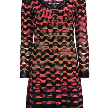 M Missoni - Rust, Tan & Black Crochet Knit A-Line Dress Sz 6