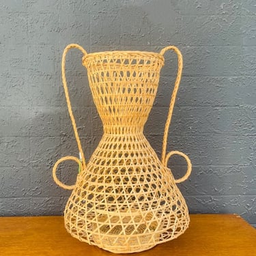 Weaved Wicker Floor Vase