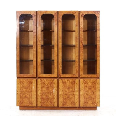 Lane Mid Century Burlwood Credenza and Hutch China Cabinet - mcm 