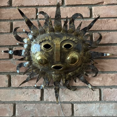 Emaús Sun Face Brass Hanging Sculpture c. 1970s Mexico