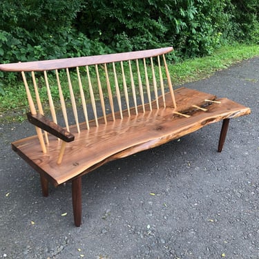 George Nakashima Style Conoid Bench / Mid Century Modern / Danish Modern / Live Edge Bench 