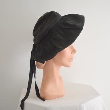 1930s Black Poplin Soft Brim Hat 
