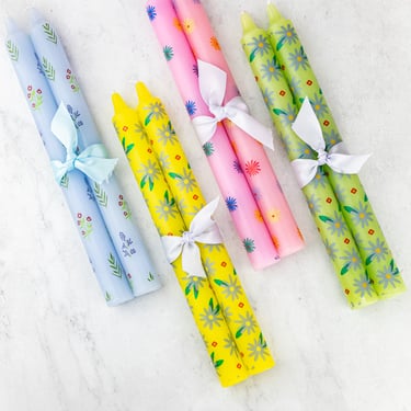 Spring Floral Tapers - Set of 2