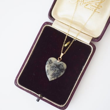 Vintage Carved Agate Heart Charm 