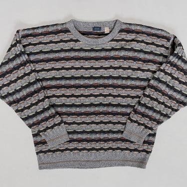 IZOD COTTON DAD jumper fall knitwear Light woven classic sweater Oversize vintage / Medium Large 