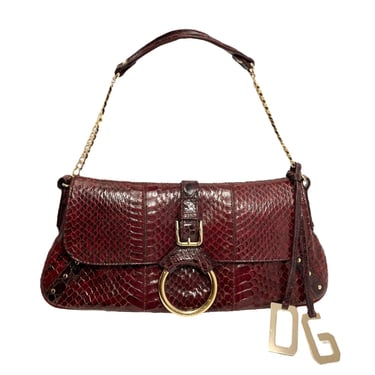 Dolce & Gabbana Red Snakeskin Shoulder Bag