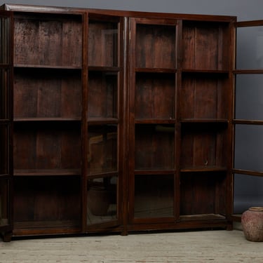 19th Century Four Door Teak Glass Fronted Bibliotheque Cabinet