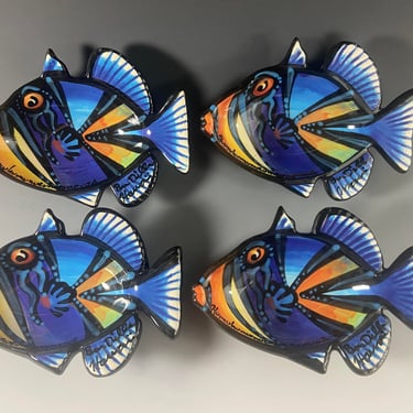 Original Hawaiian Reef Fish Plates by artist. Ben Diller 