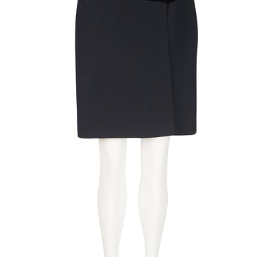André Laug Couture 1980s Vintage Black Velvet & Wool High-Waisted Mini Pencil Skirt Sz XS 