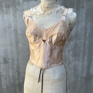 Vintage White Jacquard 30s Corset Bustier Top