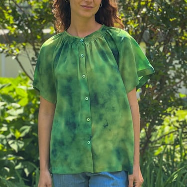 Short Sleeve Classic Blouse | Sea Glass Painter's Splash