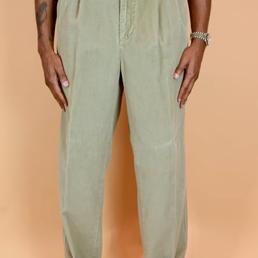 Vintage Gap Tan Khaki Corduroy Pleated Skater Trousers | 90s 2000s 34x30 