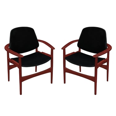 Arne Hovmand Pair of Arm Chairs in Teak 1960s - SOLD