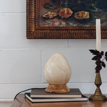 rare midcentury Italian alabaster and onyx “egg” lamp