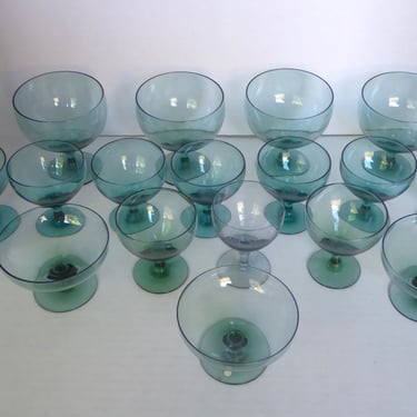 Grouping 17 Mid Century SeaFoam American Modern Glasses by Russel Wright for Morgantown Glassware Guild