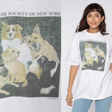 Dog T Shirt New York Humane Society Tshirt 80s Mimi Vang Olsen Graphic Tee Animal Shirt 90s Vintage Tee Retro Pet Rescue Top Extra Large XL 