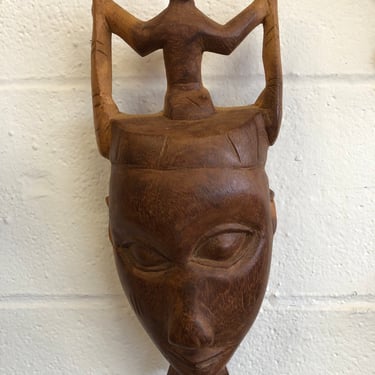 African Mask w/ Figure Topper