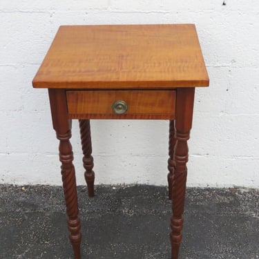 Empire Late 1800s Tiger Maple Tall Nightstand Side End Table 3766