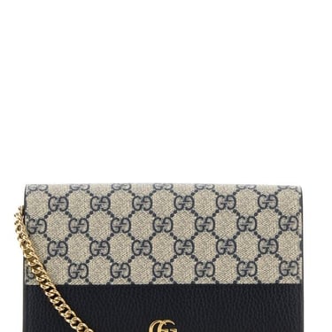 Gucci Women Gg Supreme Fabric And Leather Mini Gg Marmont Clutch