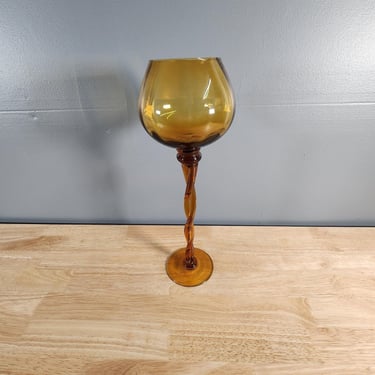 Amber Glass Chalice Vase 16" Tall 