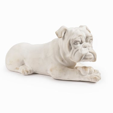 Vintage Plaster Boxer Dog Sculpture Life Size 