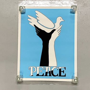 1960s Peace Poster with Dove and Hands - Rare Civil Rights Artwork - Blacklight? - Hippie Wall Art - Haight Ashbury - Counter Culture 