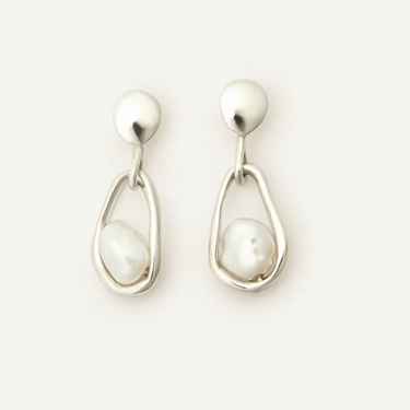 Hernan Herdez Caged Pearl Earrings, Sterling Silver