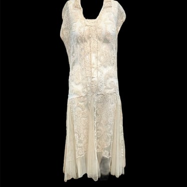 1920's Handmade Fillet Lace Day Dress