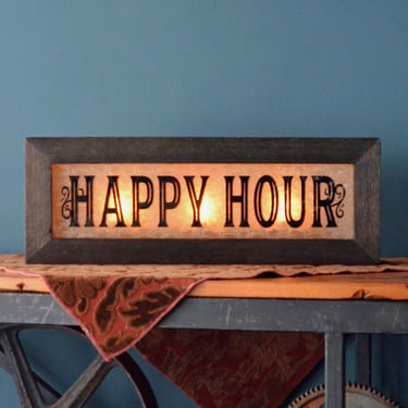 Vintage Style Light Up Happy Hour Sign