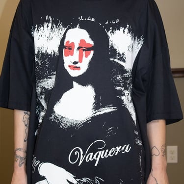 Vaquera Mona Lisa w/Diamonds Oversized T-Shirt - Faded Black on Garmentory