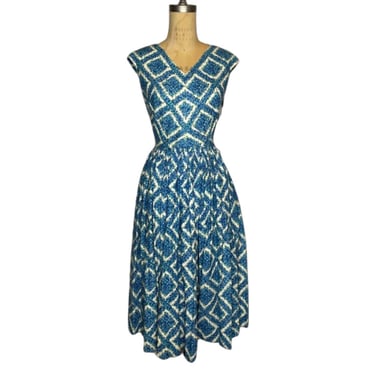 1950s blue floral print dress 