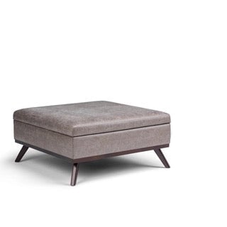 Owen 36" Coffee Table Storage Ottoman in Vegan Taupe/Grey Leather FFW258-636